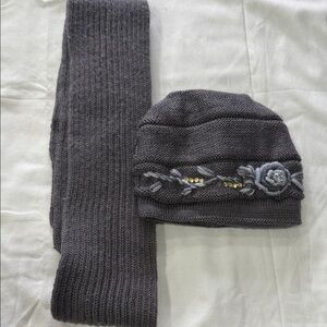 Elegant Charcoal Knit Hat and Scarf Set